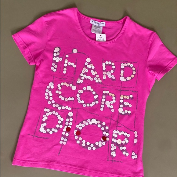 Dior Tops - Dior by John Galliano. Hardcore Dior sequin pink tee.